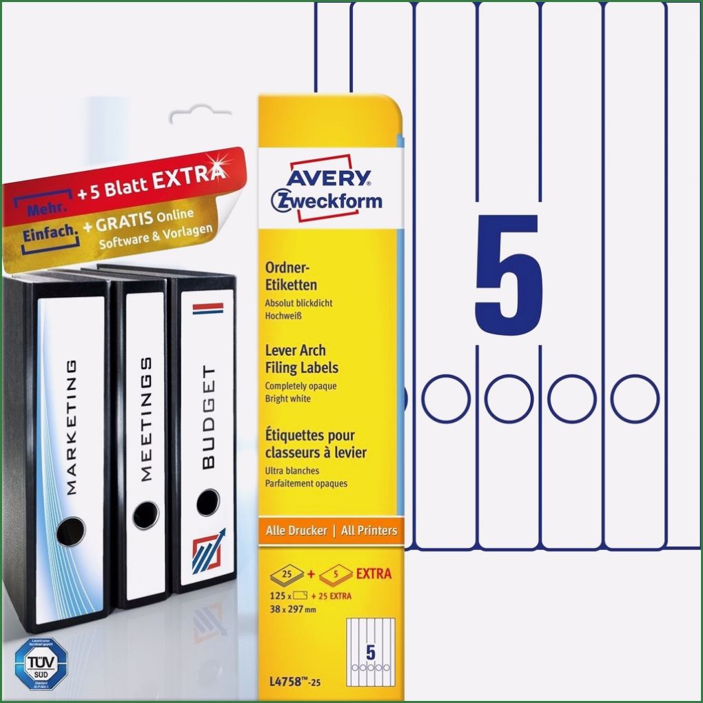 Avery ordner Etiketten Vorlagen Beste ordneretiketten L4758 25