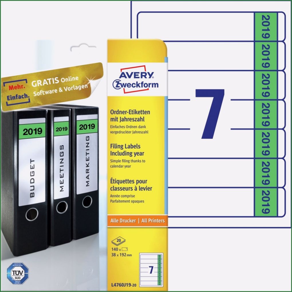 Avery ordner Etiketten Vorlagen Fabelhaft ordneretiketten Mit Jahreszahl L4760j19 20