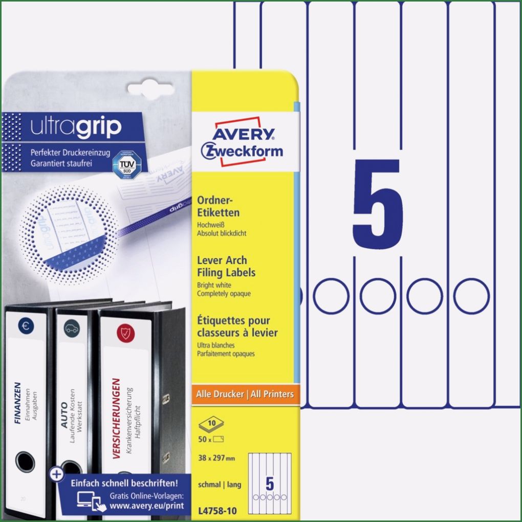 Avery ordner Etiketten Vorlagen Luxus ordneretiketten L4758 10