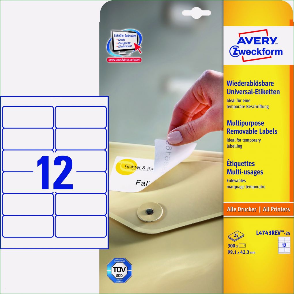 Avery Zweckform L4761 Vorlage Angenehm Avery Zweckform L7636 25 Adress Etiketten A4 1200 Stck 45