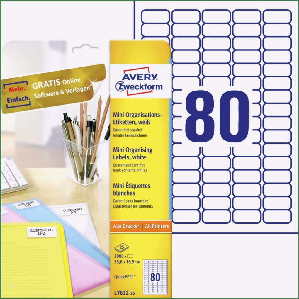 Avery Zweckform ordner Etiketten Vorlagen Cool Mini organisations Etiketten L7632 25