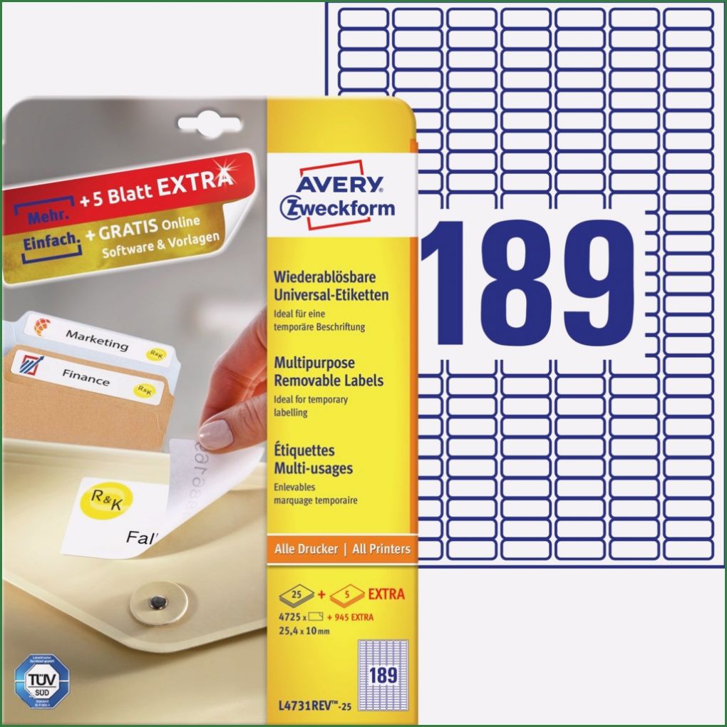 Avery Zweckform ordner Etiketten Vorlagen Erstaunlich Universal Etiketten L4731rev 25