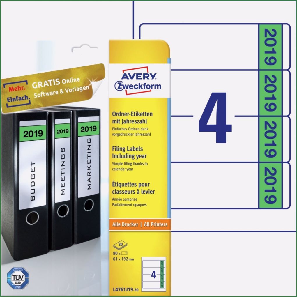 Avery Zweckform ordner Etiketten Vorlagen Inspiration ordneretiketten Mit Jahreszahl L4761j19 20
