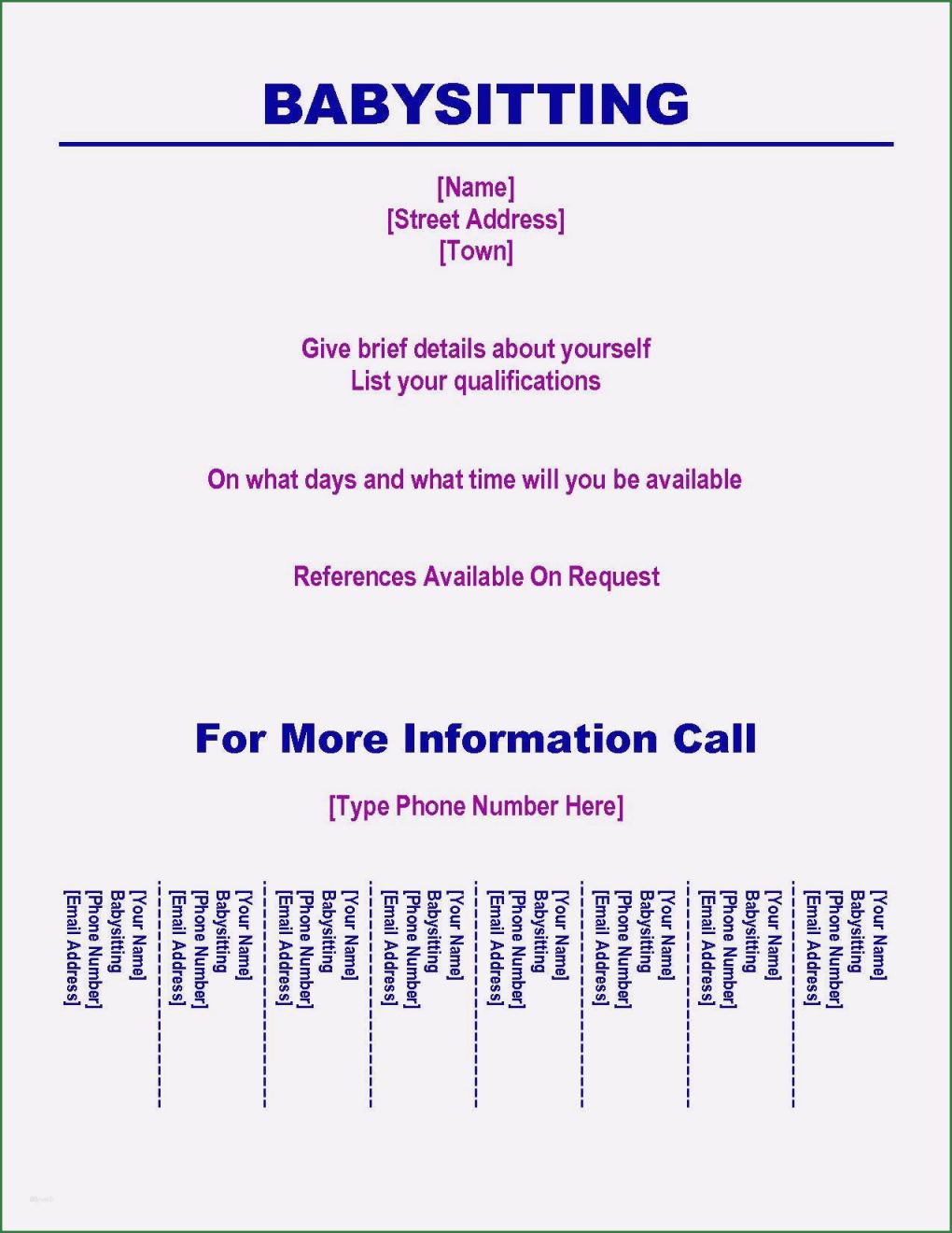 Babysitter Vorlage Genial 15 Babysitter Anzeige Muster