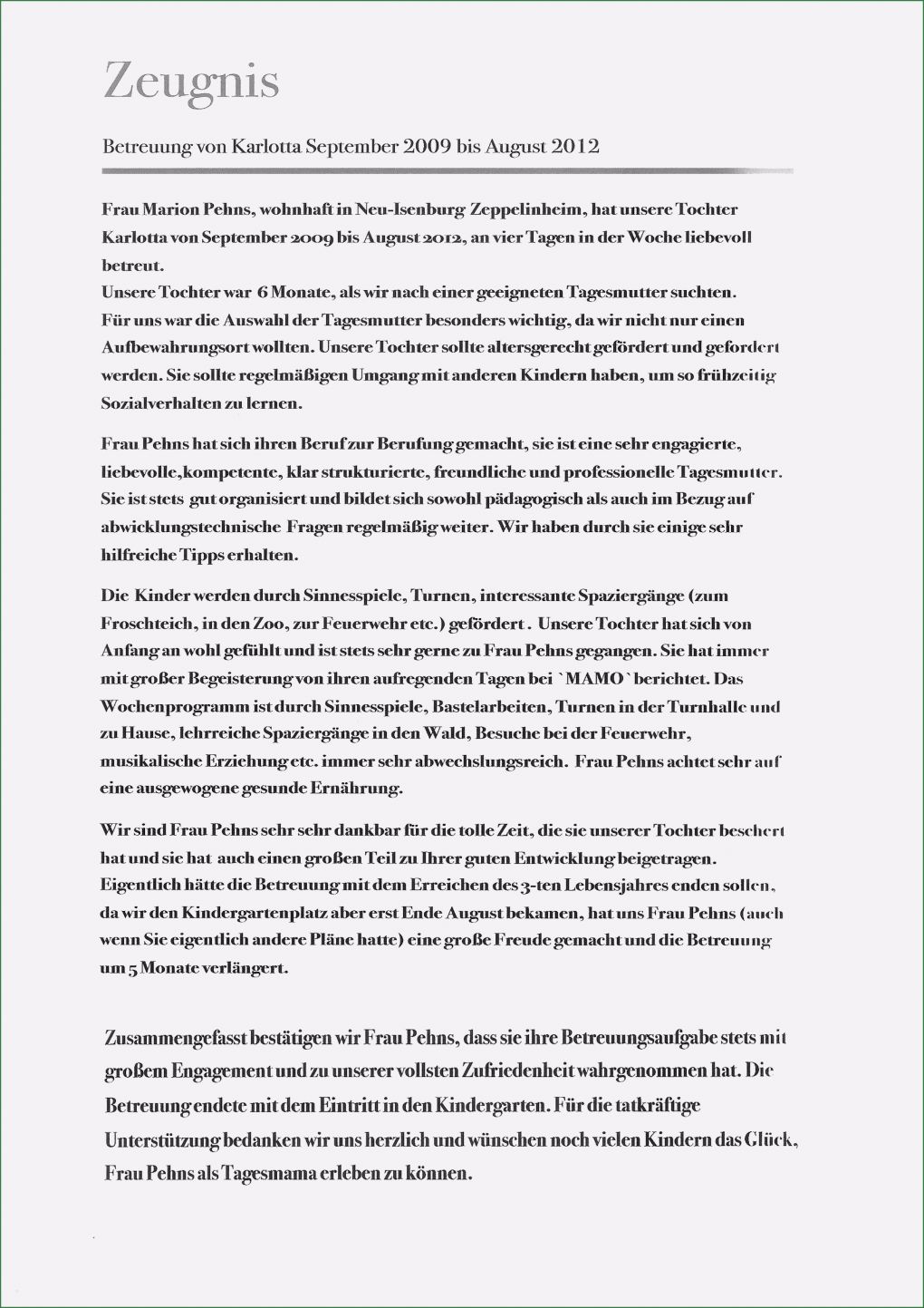 Babysitter Vorlage Genial 16 Zeugnis Babysitter Vorlage