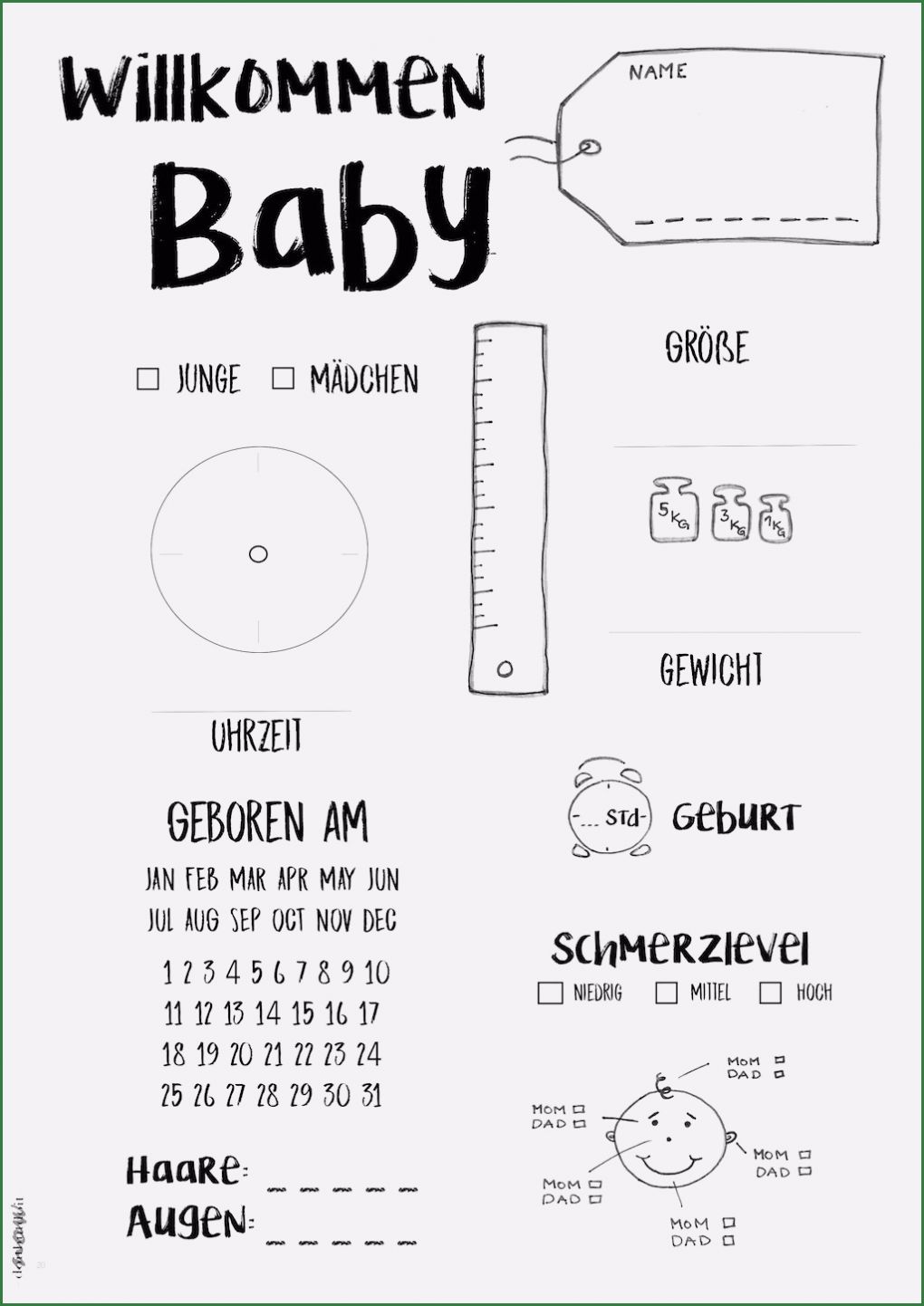 Babytagebuch Vorlage Zum Ausdrucken Süß It’s A Boy – Geburtsanzeige Zum Ausdrucken