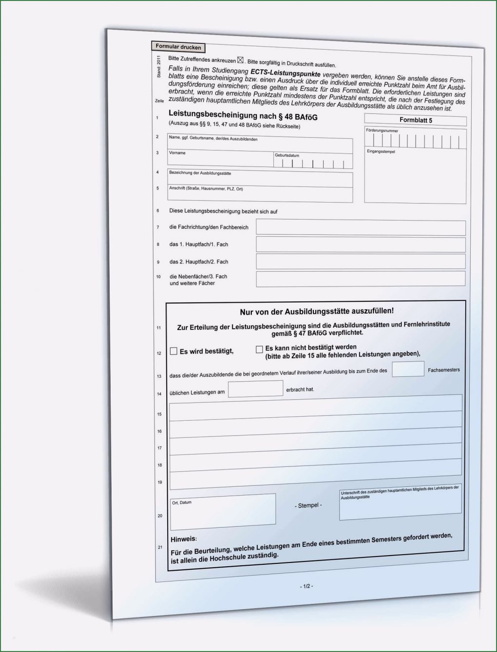 Bafög Antrag Zurückziehen Vorlage Luxus Leistungsbescheinigung Nach § 48 Bafög formular Zum Download