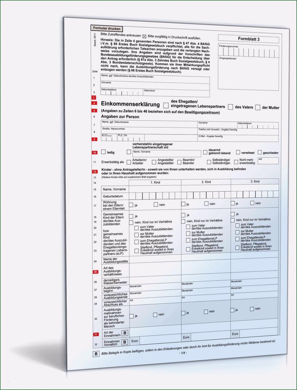 Bafög Antrag Zurückziehen Vorlage Neu Einkommenserklärung Zum Antrag Auf Ausbildungsförderung