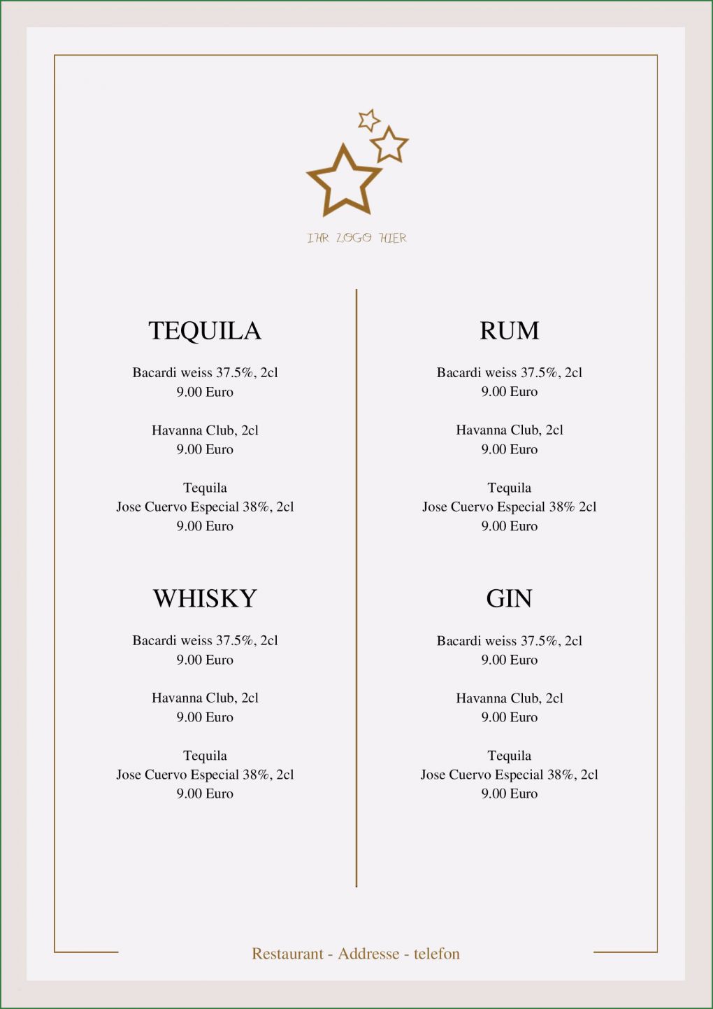 Barkarte Vorlage Hübsch 12 Vorlage Menükarte