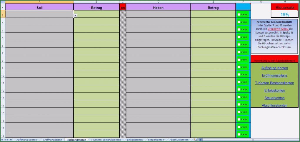Bestandskonten Vorlage Einzigartig Exceltool "doppelte Buchführung" Für Buchhaltungs Übungen