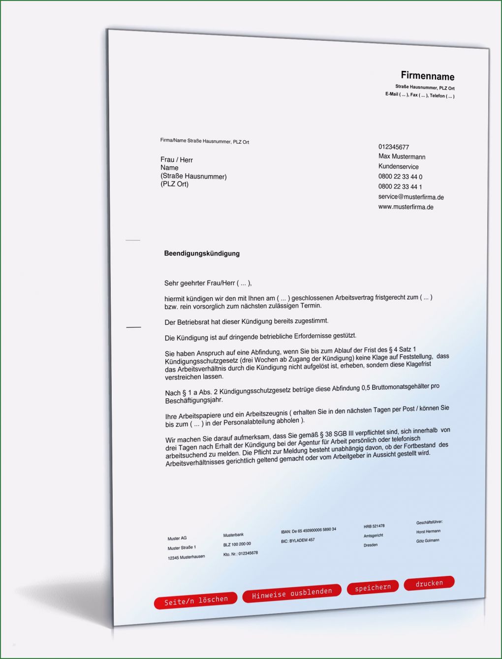 Betriebsanweisung Nach Awsv Vorlage Luxus Betriebsbedingte Kündigung Vorlage