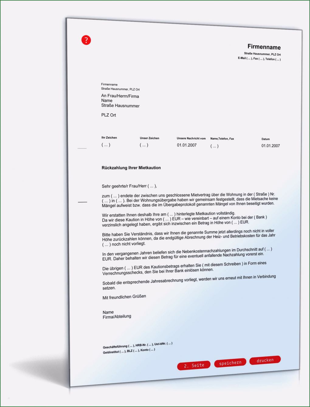 Betriebskosten Vorlage Großartig Mietkaution