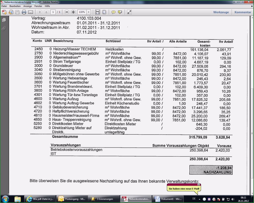 Betriebskostenabrechnung Vorlage österreich Angenehm Nebenkostenabrechnung