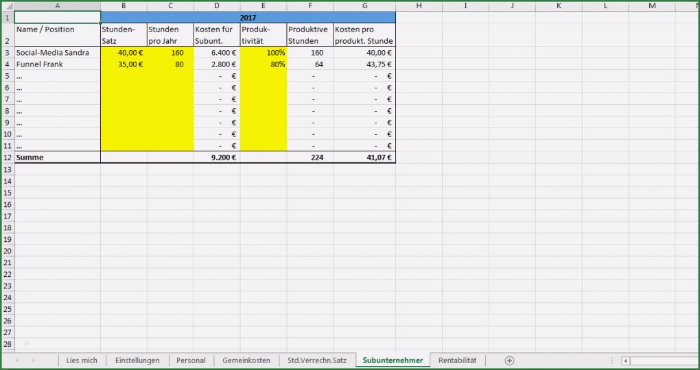 Erfassung Krankheitstage Excel Vorlage Bewundernswert Excel Vorlage Stundensatz Kalkulation