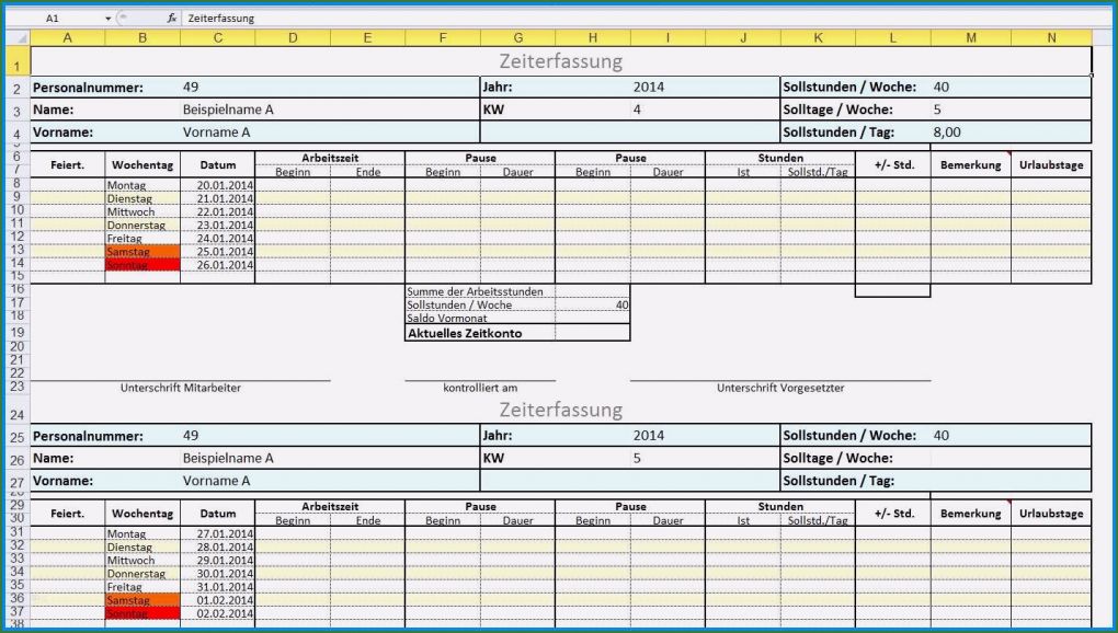Erfassung Krankheitstage Excel Vorlage Schön Zeiterfassung Mit Excel 8 Kostenlose Stundenzettel
