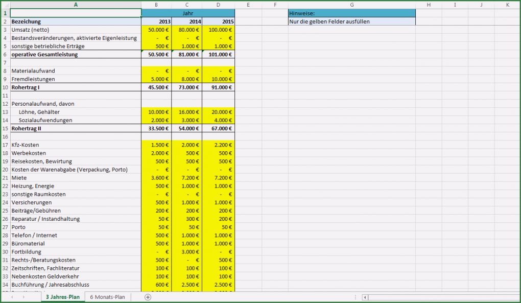 Ertragsvorschau Vorlage Kostenlos Einzigartig Excel Vorlage Rentabilitätsplanung Kostenlose Vorlage