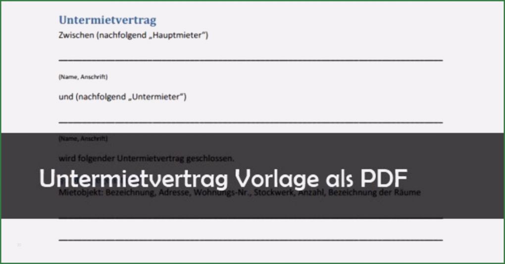 Ertragsvorschau Vorlage Kostenlos Schön Untermietvertrag Muster Vorlage Pdf Download