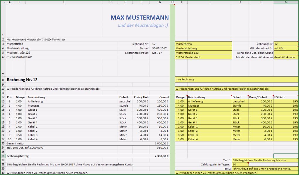 Excel Abrechnung Vorlage Wunderbar Excel Rechnungsvorlage Light Pierre Tunger