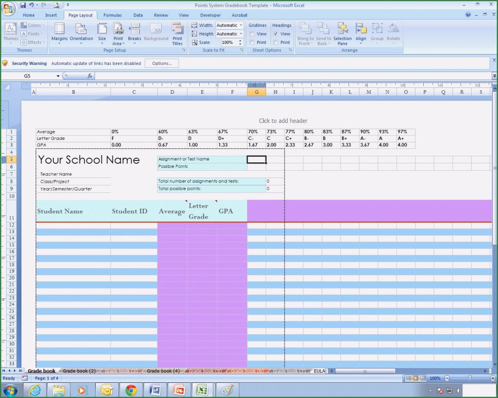 Excel Kalkulationstabelle Vorlage Einzigartig Lehrer Punktesystem Gradebook Excel Kalkulationstabelle
