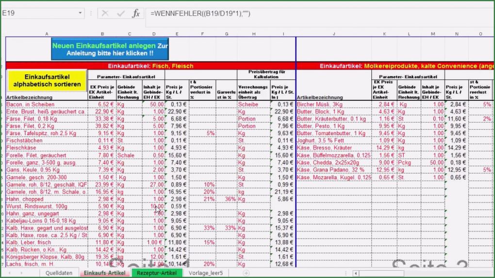 Excel Kalkulationstabelle Vorlage Genial Schnell Kalkulation Für Speisen Und Gerichte – Artikel