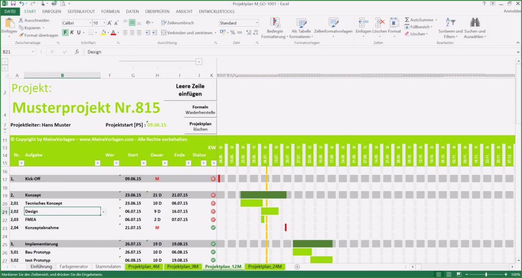 Excel Projektmanagement Vorlage Gut Projektplan Excel