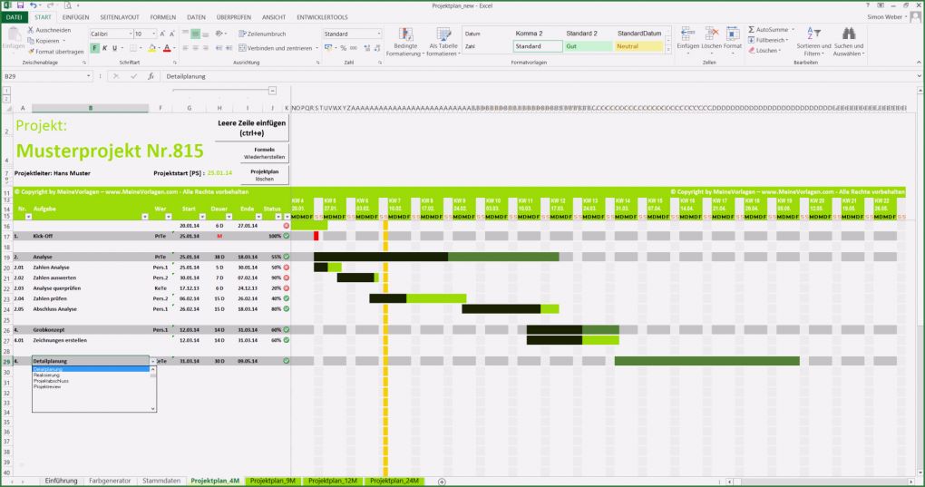 Excel Projektmanagement Vorlage Hübsch Projektplan Excel