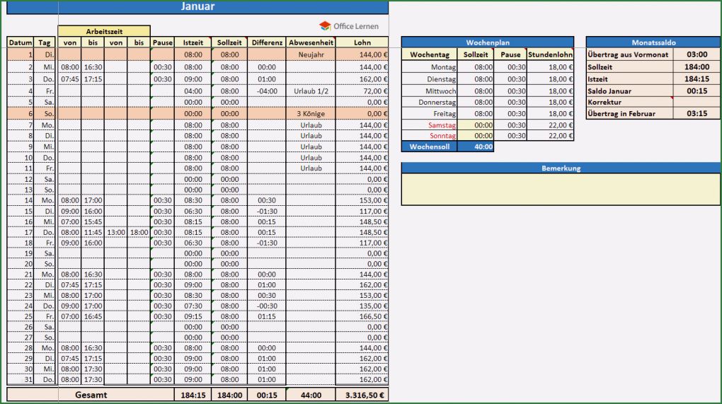 Excel überstunden Berechnen Vorlage Beste Excel Arbeitszeitnachweis Vorlagen 2020 Excel Stundenzettel