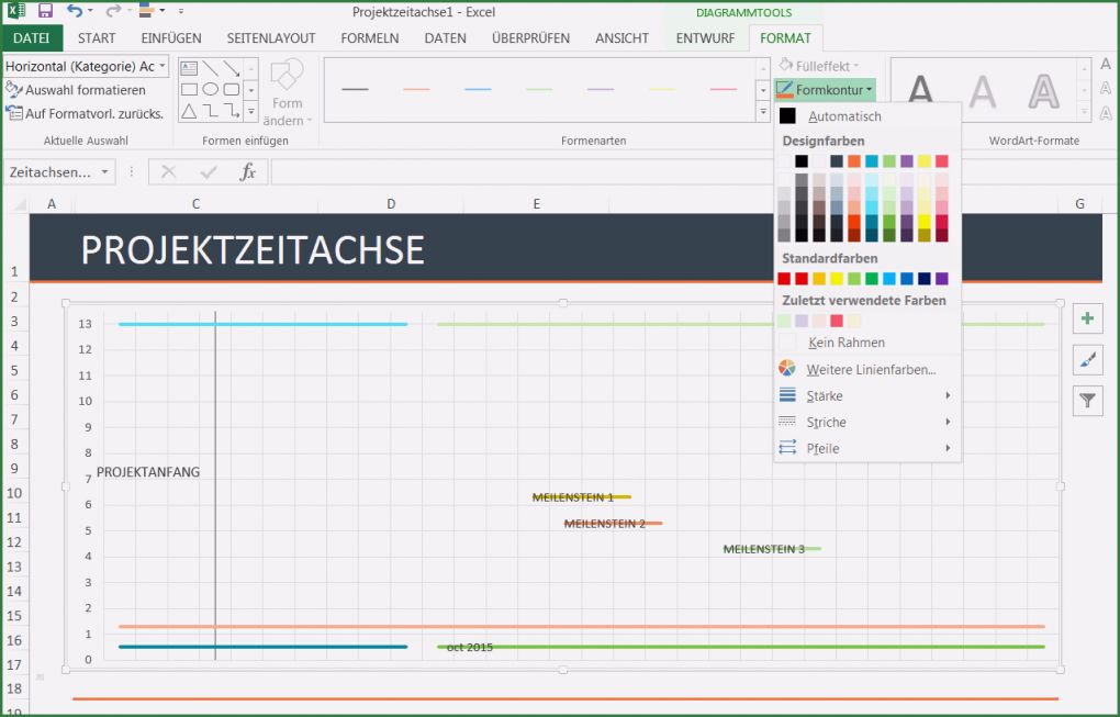 Excel Vorlage Projekt Angenehm Excel Zeitachse Mit Einer Vorlage Erstellen