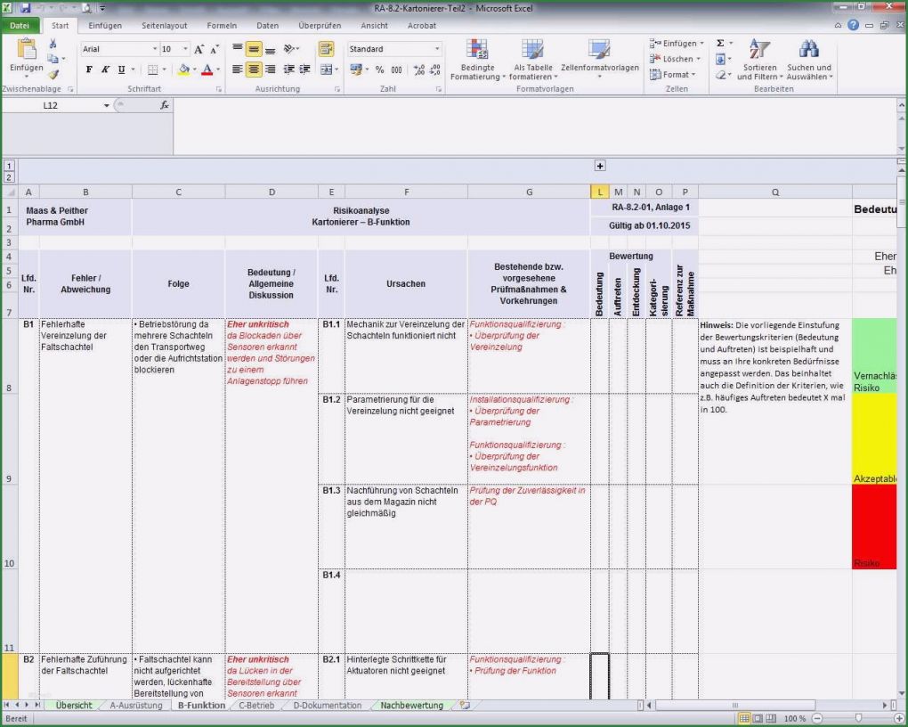 Excel Vorlage Risikoanalyse Maschinenrichtlinie Schönste Risikobeurteilung Maschinenrichtlinie Vorlage Excel