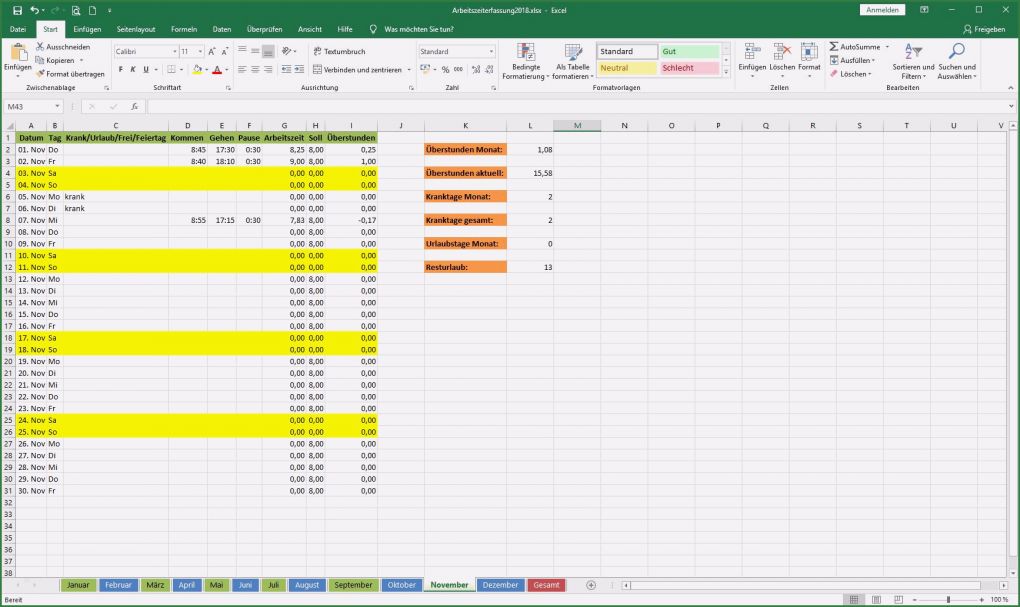 Excel Vorlage Zeiterfassung Projekte Schönste Arbeitszeiterfassung In Excel Vorlage Zur Freien Nutzung
