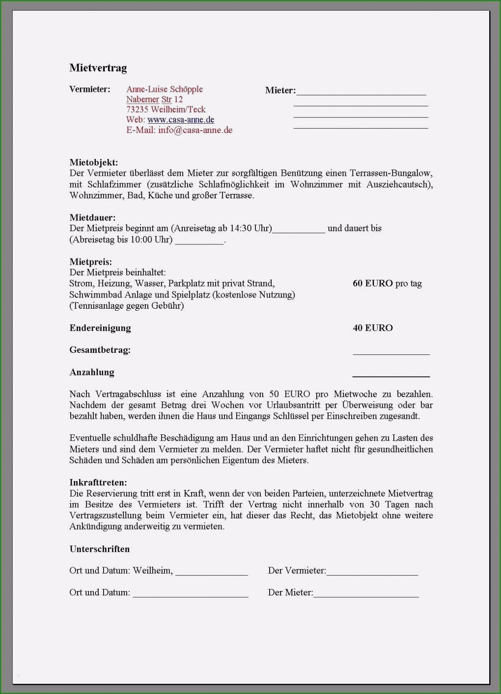 Ferienwohnung Website Vorlage Neu Mietvertrag Ferienwohnung Muster Word Für Different