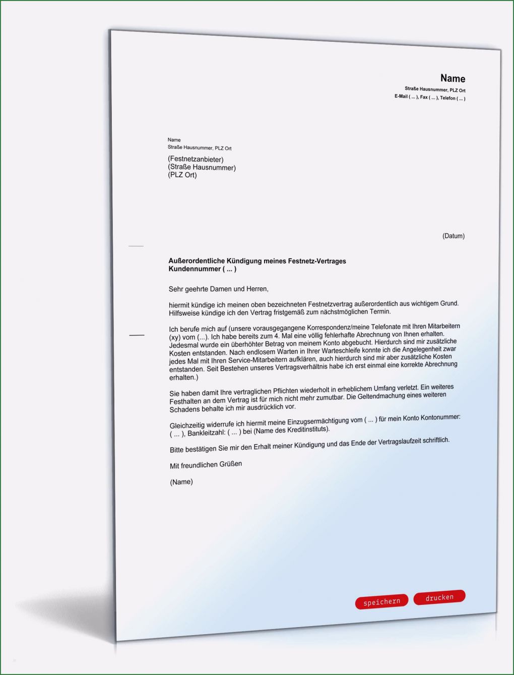 Festnetz Vertrag Kündigen Vorlage Genial Fristlose Kündigung Festnetzvertrag