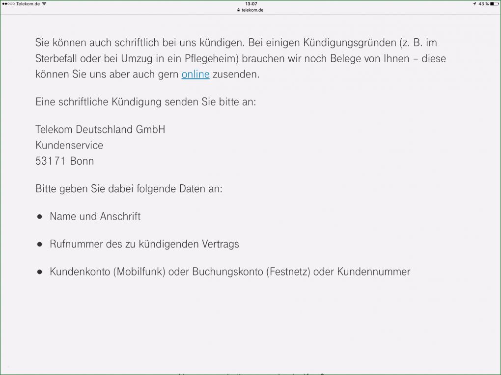 Festnetz Vertrag Kündigen Vorlage Neu formular Kündigung Telekom Festnetz