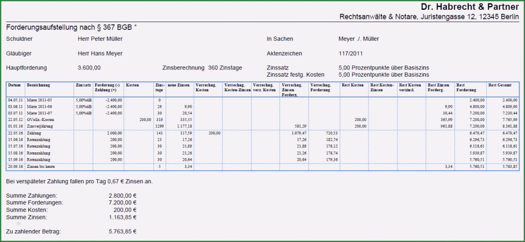 Forderungsaufstellung Vorlage Download Neu forderungsaufstellung 367