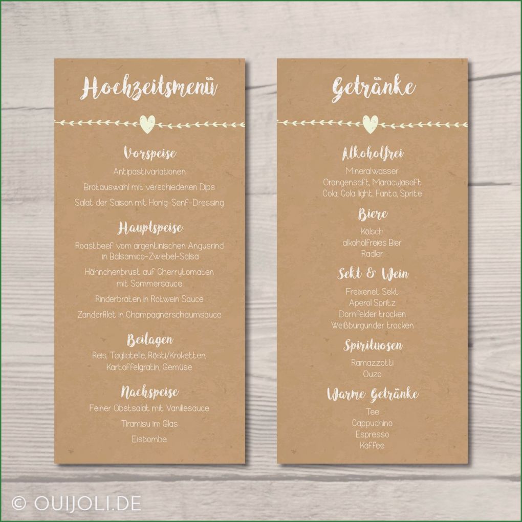 Getränkekarte Hochzeit Vorlage Word Gut Menü & Getränkekarte "vintage Green" In 2019