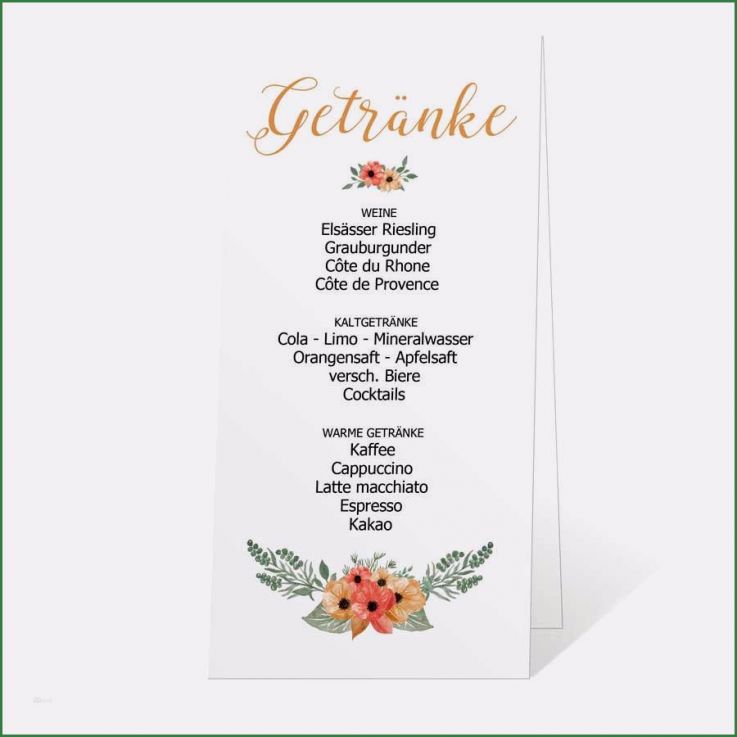 Getränkekarte Hochzeit Vorlage Word Schönste Getraenkekarte Vorlage Word