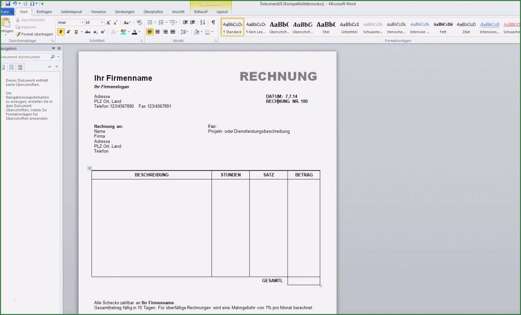 Handbuch Schreiben Vorlage Cool Rechnung Schreiben Mit Word Für Neueste Handbuch Schreiben
