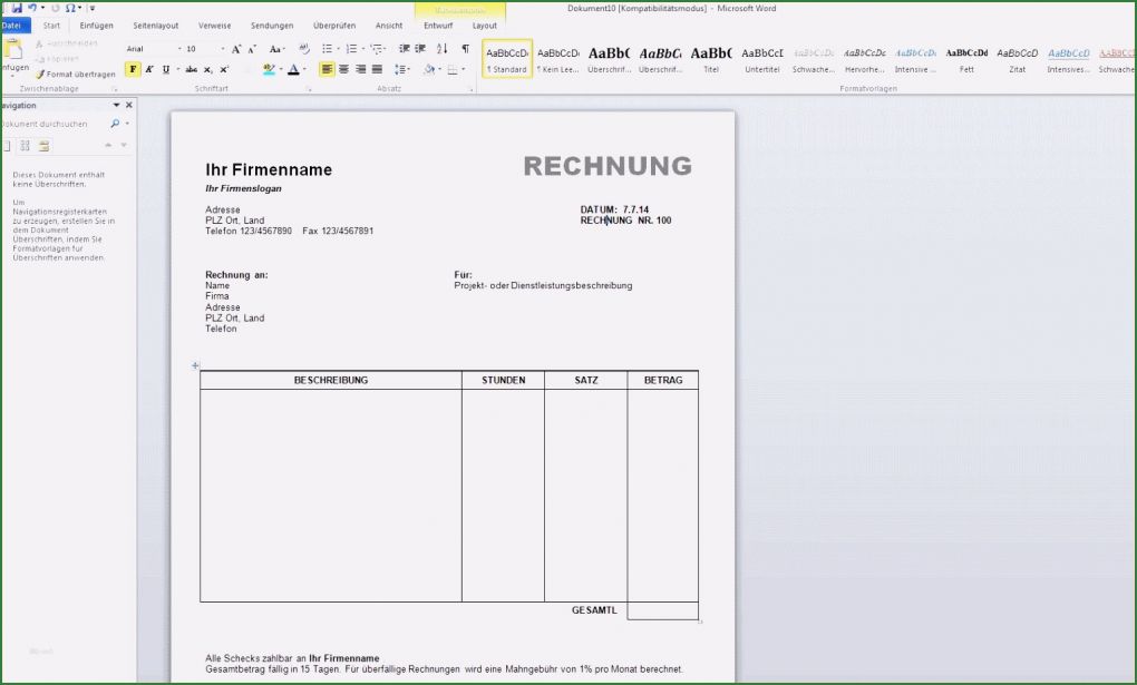 Handbuch Schreiben Vorlage Süß Rechnung Schreiben Mit Word Für Neueste Handbuch Schreiben