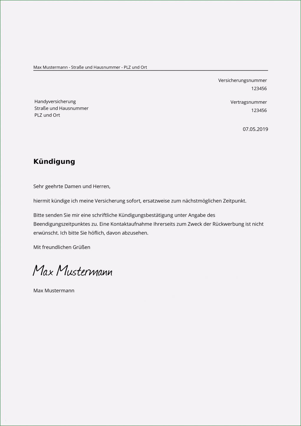 Handyversicherung Kündigen Vorlage Bewundernswert Handyversicherung Kündigen Kostenlose Muster Vorlage