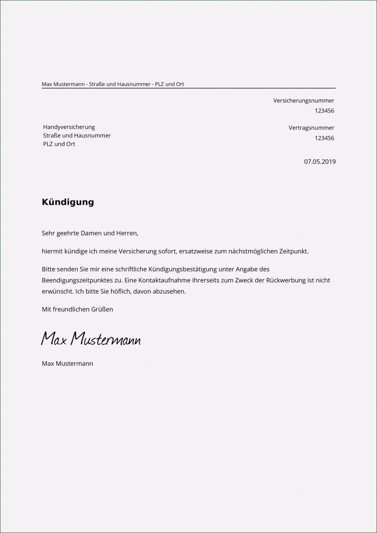 Handyversicherung Kündigen Vorlage Bewundernswert Handyversicherung Kündigen Kostenlose Muster Vorlage