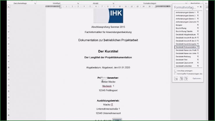 It Dokumentation Vorlage Word Genial Word Vorlage Für Projektdokumentation Der It Berufe