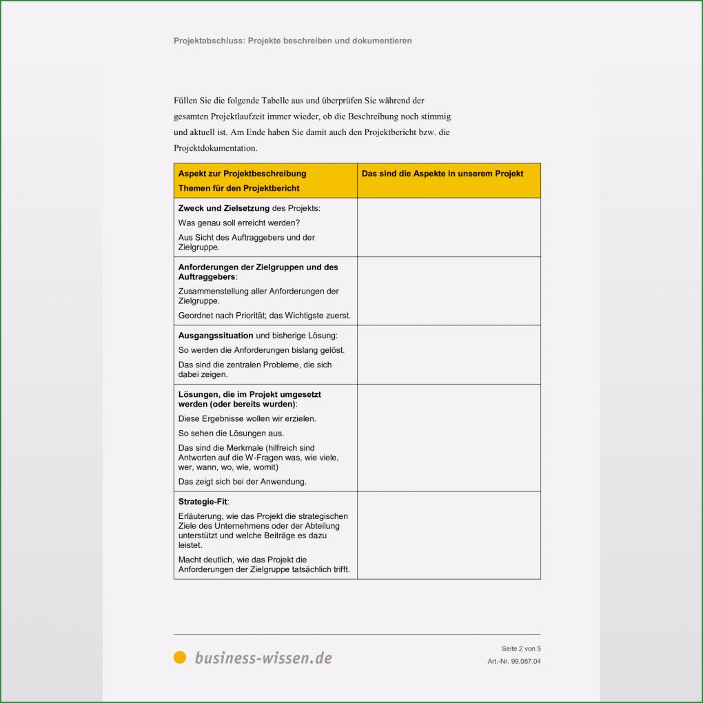It Dokumentation Vorlage Word Wunderbar Projekte Beschreiben Und Dokumentieren – Vorlage