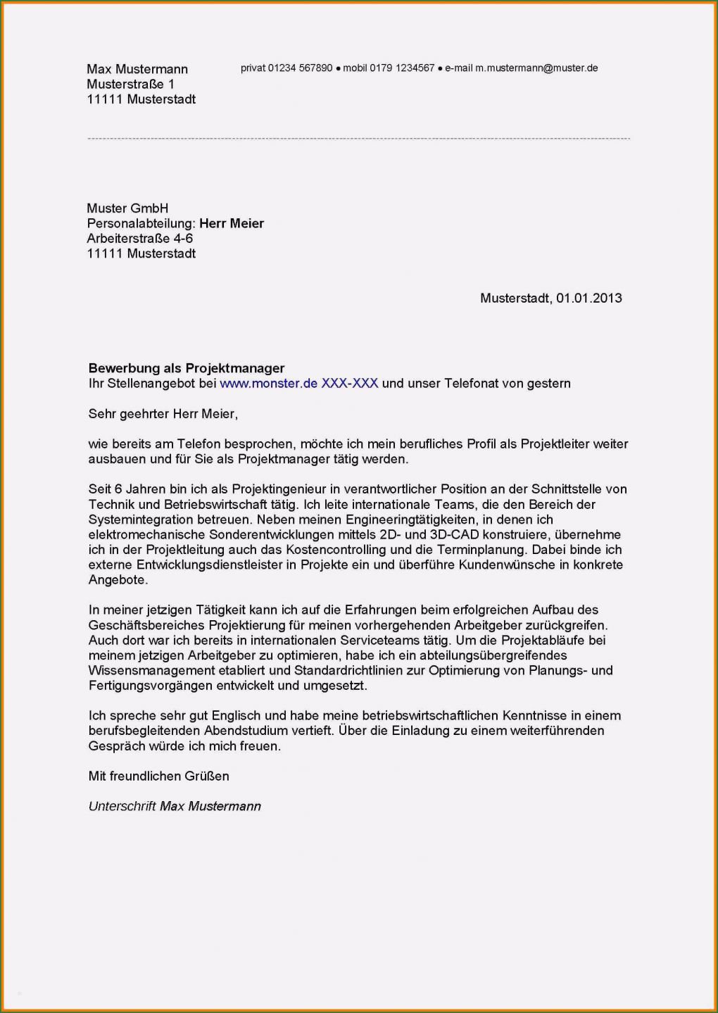 Kostenlose Vorlage Untermietvertrag Genial 14 Bewerbung Muster Kostenlos Zum Ausdrucken