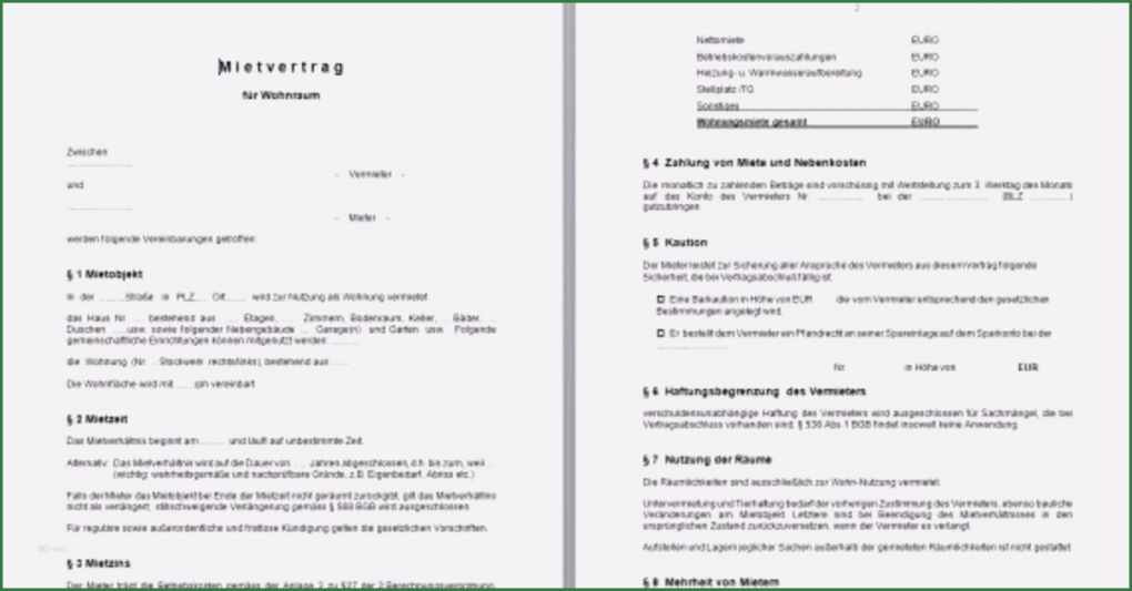 Kostenlose Vorlage Untermietvertrag Süß 13 Mietvertrag Kostenlos Zum Ausdrucken