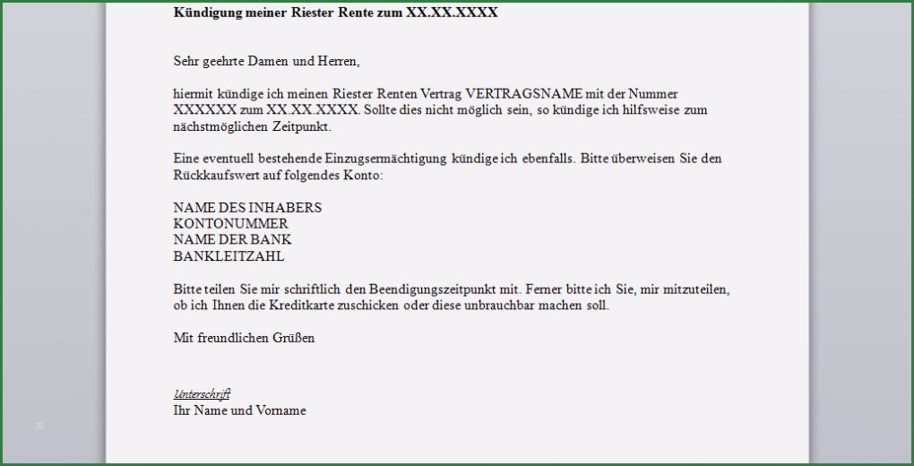 Kündigung Kreditkarte Sparkasse Vorlage Großartig Riester Rente Kündigen Vorlage Download Chip