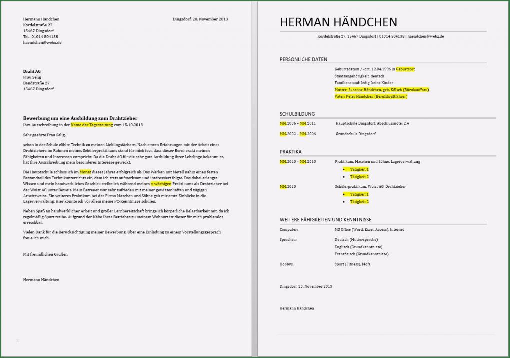 Lebenslauf Vorlage Für Eine Ausbildung Beste Ausbildungsplatz Bewerbung Lebenslauf Beispiel