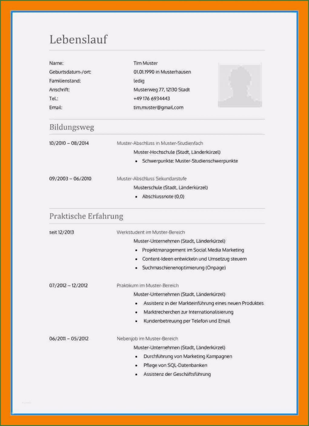 Lebenslauf Vorlage Word Kostenlos 2018 Erstaunlich 16 Lebenslauf Vorlage 2016 Kostenlos