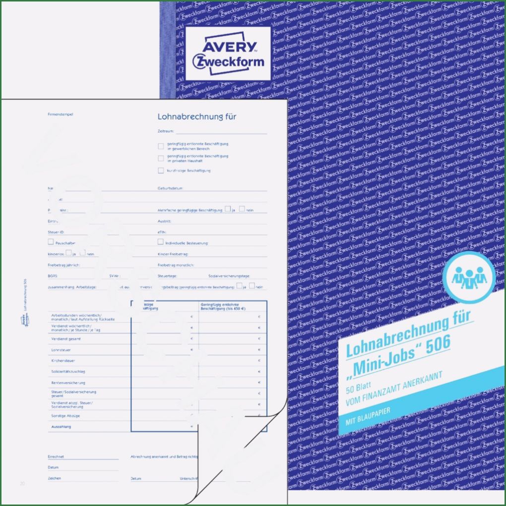 Lohnabrechnung Vorlage Word Süß Lohnabrechnung Für Geringf Beschäftigte 506