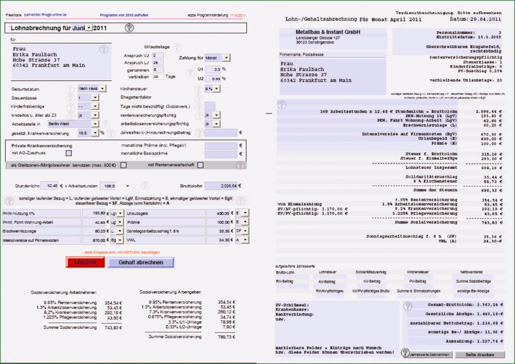 Lohnzettel Vorlage Pdf Elegant Download Selbstrechnendes formular Zur Gehaltsabrechnung