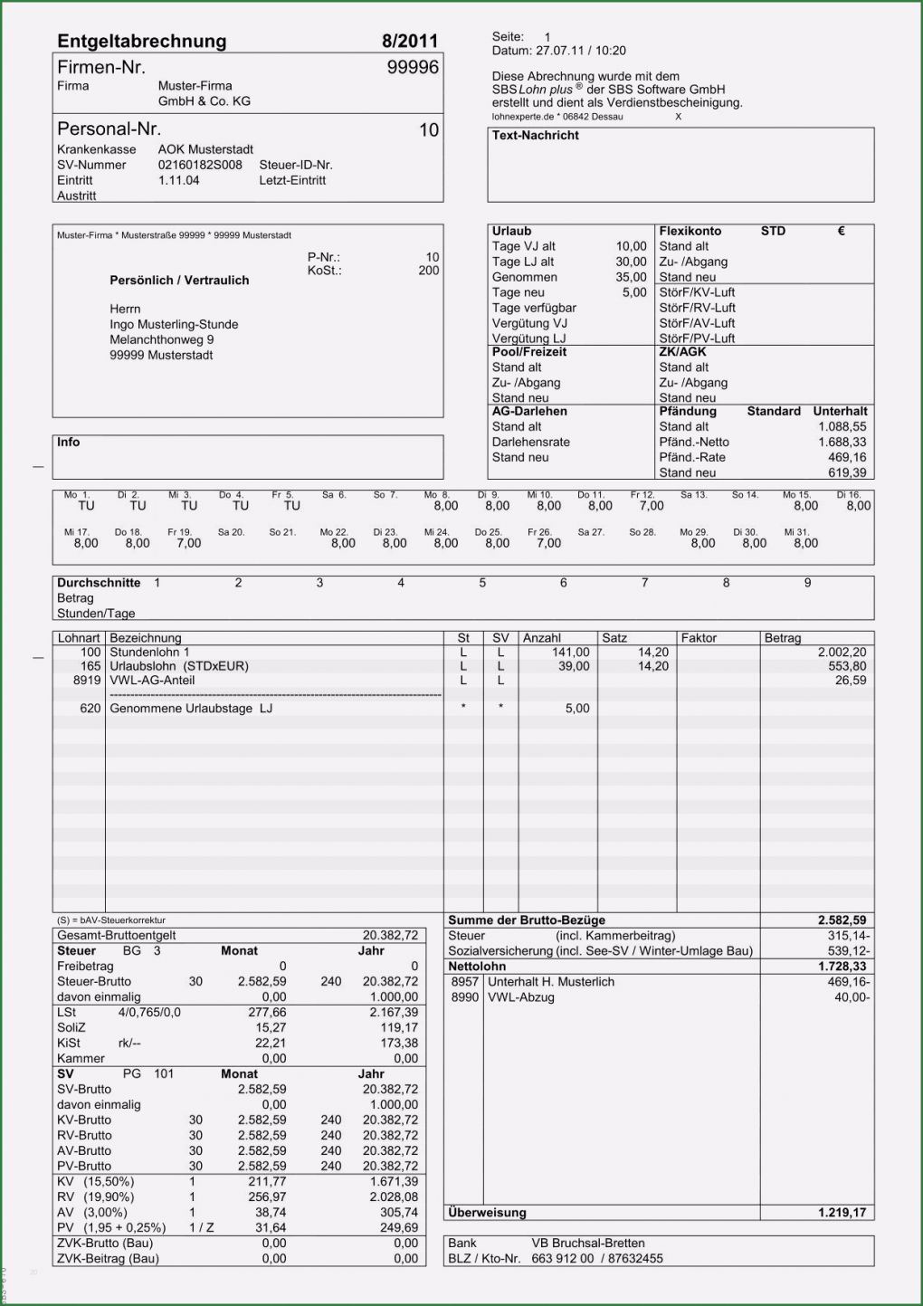 Lohnzettel Vorlage Pdf Gut 20 Lohnabrechnung Muster